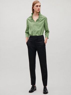 COS green poplin blouse size Euro 40